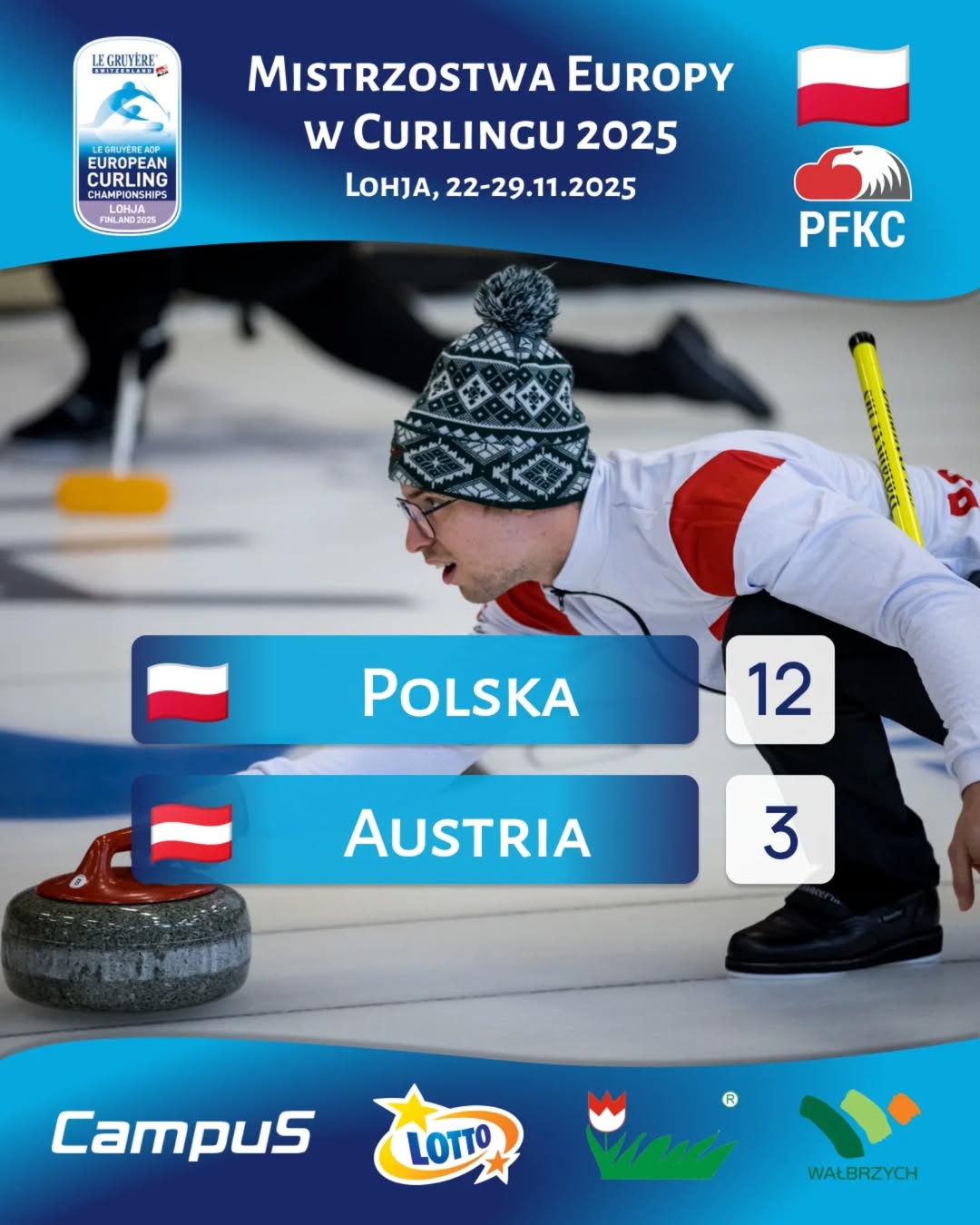 You are currently viewing Biało-Czerwoni rewelacją mistrzostw Europy w curlingu! Polacy wygrali 3. mecz w turnieju Dywizji A.